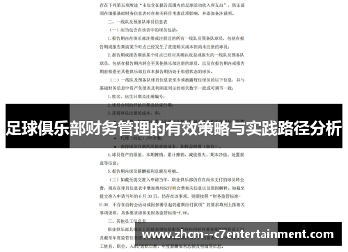 足球俱乐部财务管理的有效策略与实践路径分析